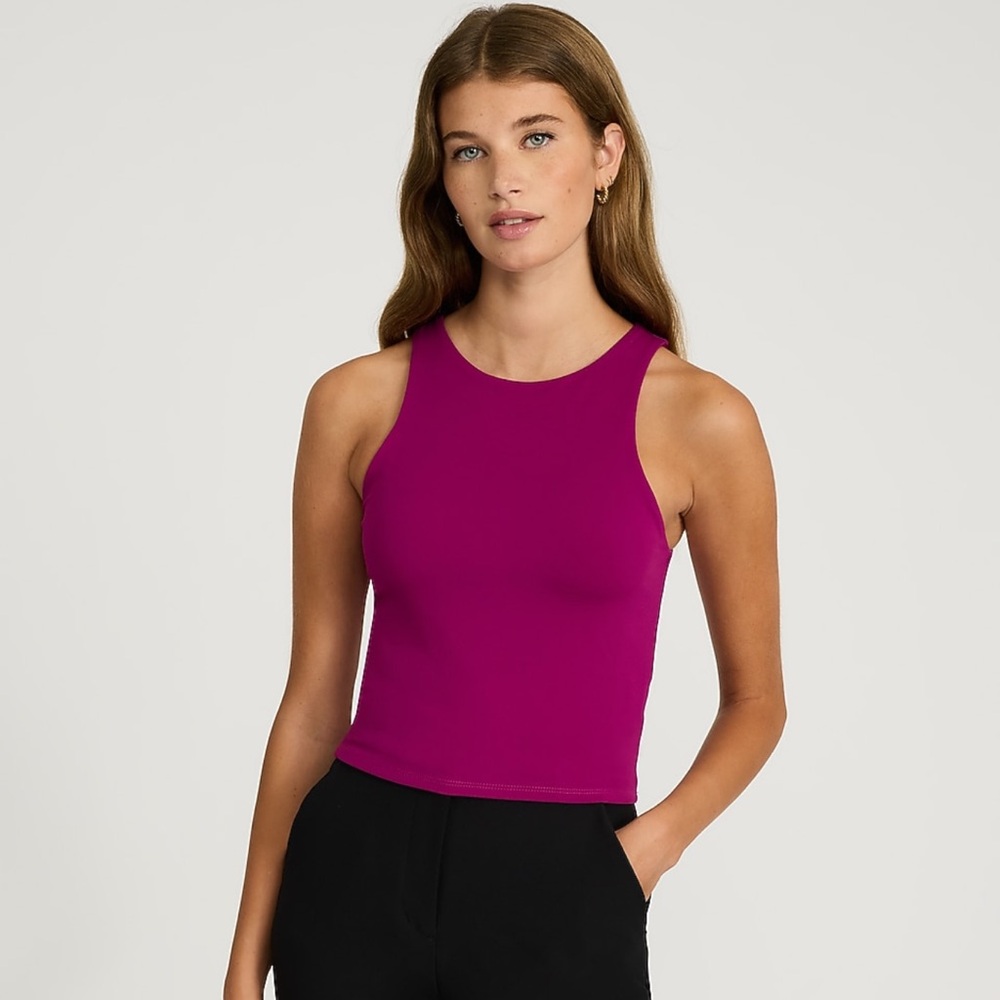 Express Body Contour High Neck Tank Top Plum Size S NWT Sculpting Smoothing